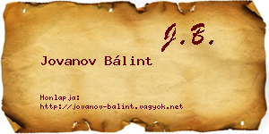 Jovanov Bálint névjegykártya